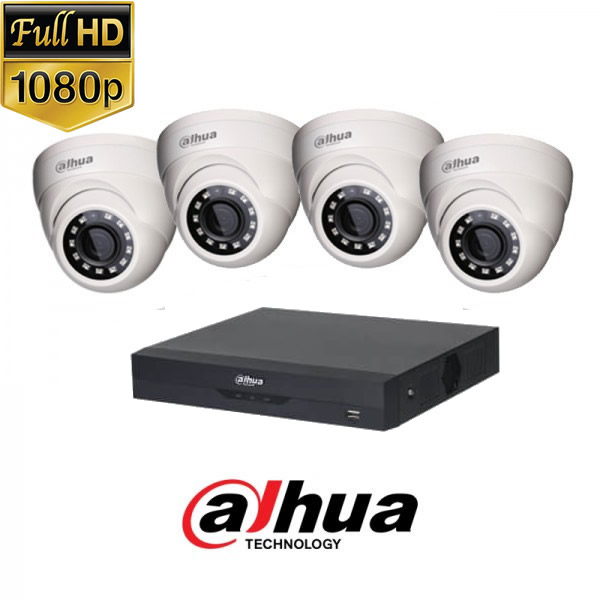 KIT4-18 - 2MP 1080P FullHD, Комплект за наблюдение DAHUA, съдържа XVR-5104HS-I3, и 4 външни куполни камери, HAC-HDW1230MP -0360B(Starlight, 3.6mm, 30m) 