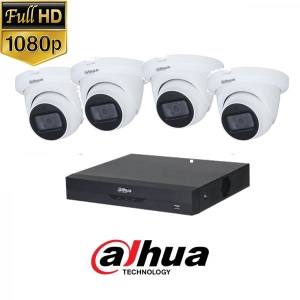 KIT4-15 - 2MP 1080P FullHD, Комплект за наблюдение DAHUA, съдържа DVR XVR5104HS-I2, и 4 външни куполни камери, HAC-HDW1200SL-0280B-S4(2.8mm, 20m) 